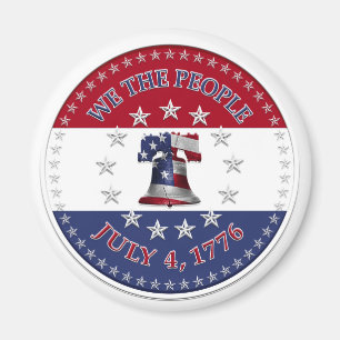 We The People July 4 1776 Bell with 13 & 50 Stars Magnet