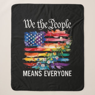 We The People Means Everyone Rainbow LGBT Gay Lesb Sherpa Blanket