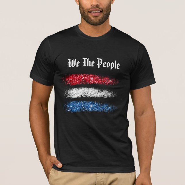 *~* We The People Modern Abstract American Flag T-Shirt (Front)