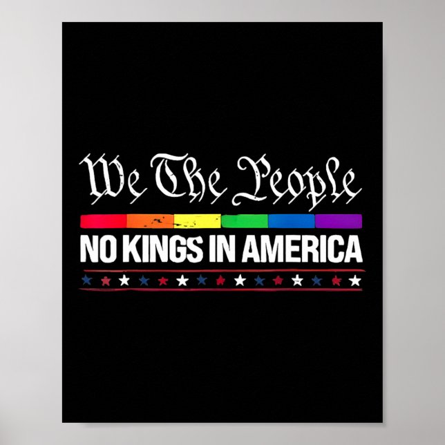 We The People No Kings In America Rainbow Flag  Poster (Front)
