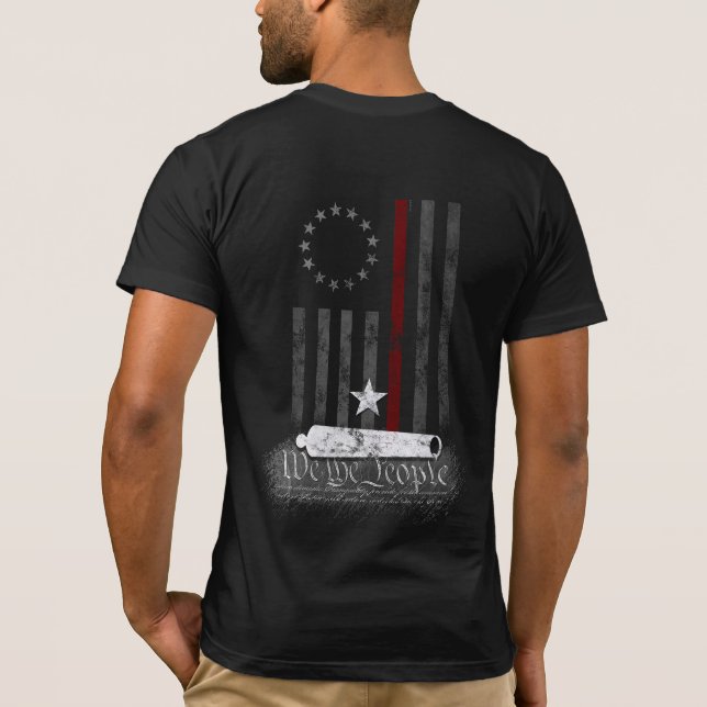 WE THE PEOPLE RED LINE AMERICAN FLAG T-Shirt (Back)