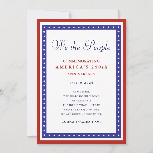 We the People Semiquincentennial 1776 America 250 Holiday Card (Front)