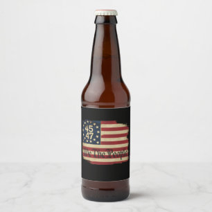 We The People Trump 45 47 Distressed Vintage Flag Beer Bottle Label