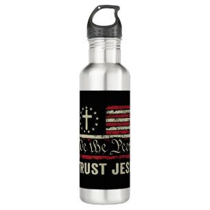 We The People Trust Jesus - USA Flag Christian Pat 710 Ml Water Bottle