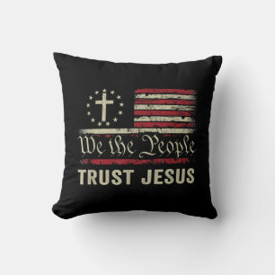We The People Trust Jesus - USA Flag Christian Pat Cushion