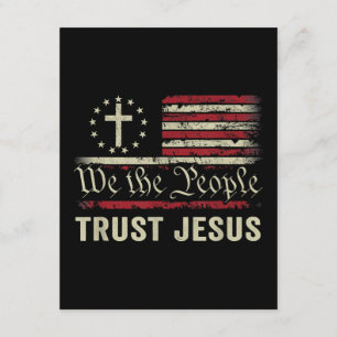We The People Trust Jesus - USA Flag Christian Pat Enclosure Card