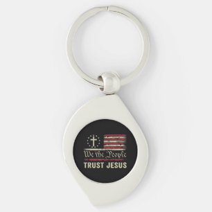 We The People Trust Jesus - USA Flag Christian Pat Key Ring