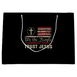 We The People Trust Jesus - USA Flag Christian Pat Large Gift Bag