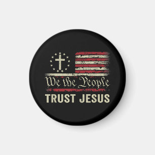 We The People Trust Jesus - USA Flag Christian Pat Magnet