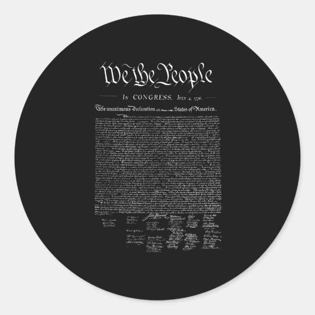 We the people _ us declaration of independence  classic round sticker (Front)