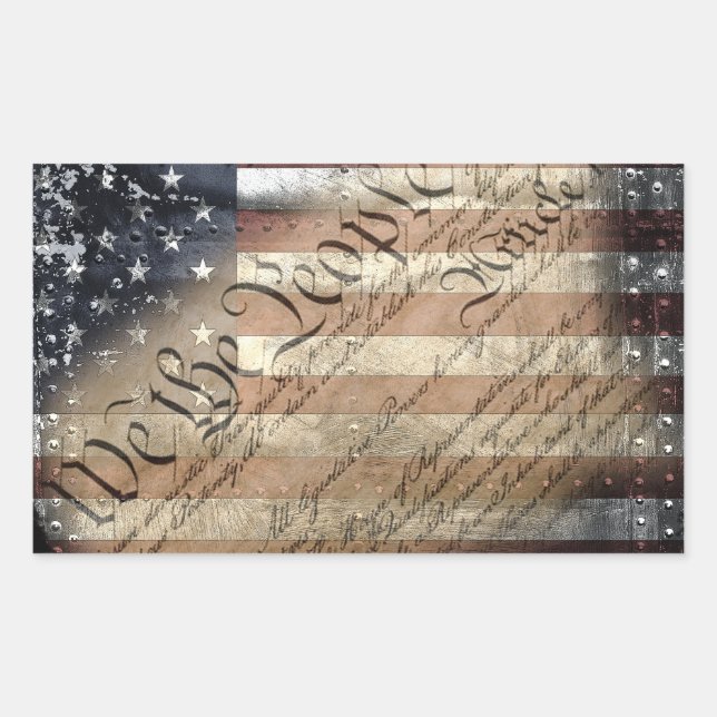 We The People Vintage American Flag Sticker (Front)