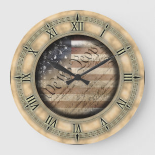 We The People Vintage American Flag Wall Clock