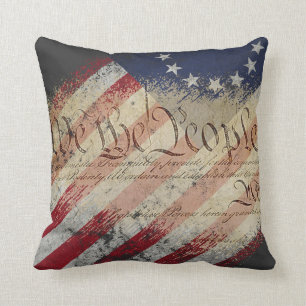 WE THE PEOPLE Vintage Betsy Ross American Flag  Cushion