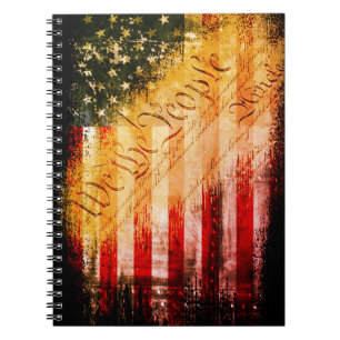 WE THE PEOPLE Vintage Retro Rock American Flag Notebook