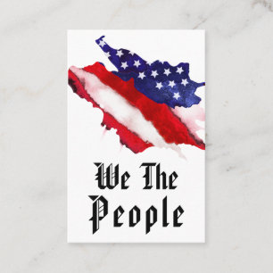 *~* We The People Watercolor American USA Flag Business Card