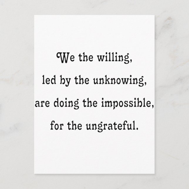 We the Willing Postcard (Front)
