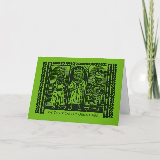 We Three Cats of Orient Are, Meowy Christmas Magi Card (Front)