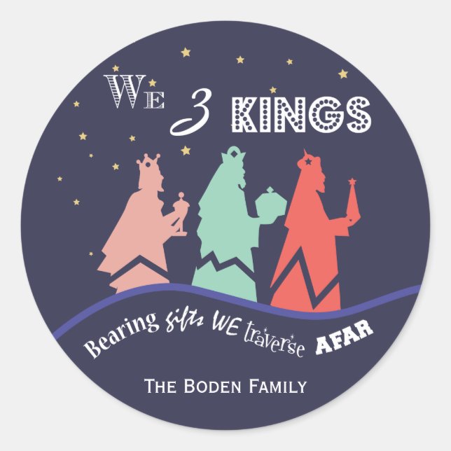 We Three Kings | Blue Holiday Stickers (Front)