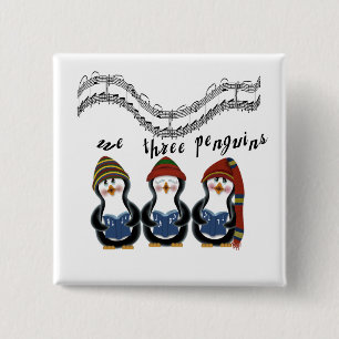 We Three Penguins Holiday Tshirts and Gifts 15 Cm Square Badge
