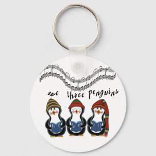 We Three Penguins Holiday Tshirts and Gifts Key Ring