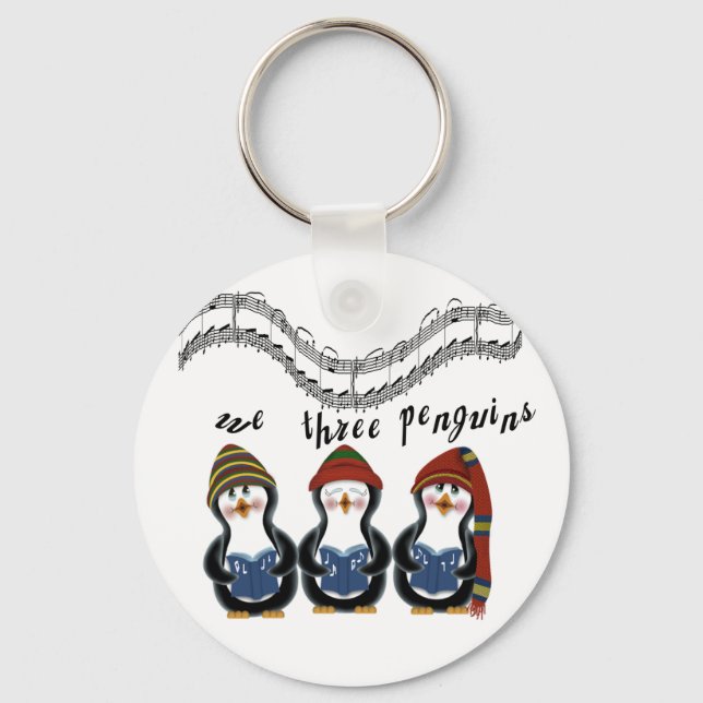 We Three Penguins Holiday Tshirts and Gifts Key Ring (Front)