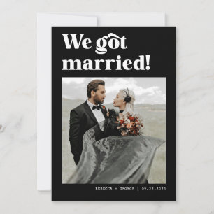We Tied The Knot Bold Retro Wedding  Photo Announcement