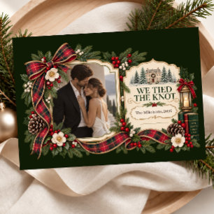 We Tied the Knot Christmas Wedding Photo Holiday Card