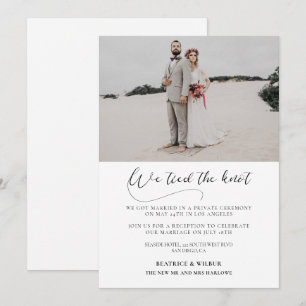 We tied the knot Elegant calligraphy announcement