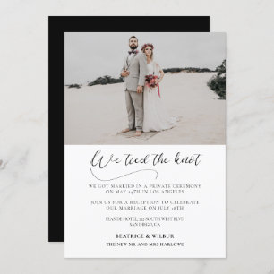 We tied the knot Elegant calligraphy announcement