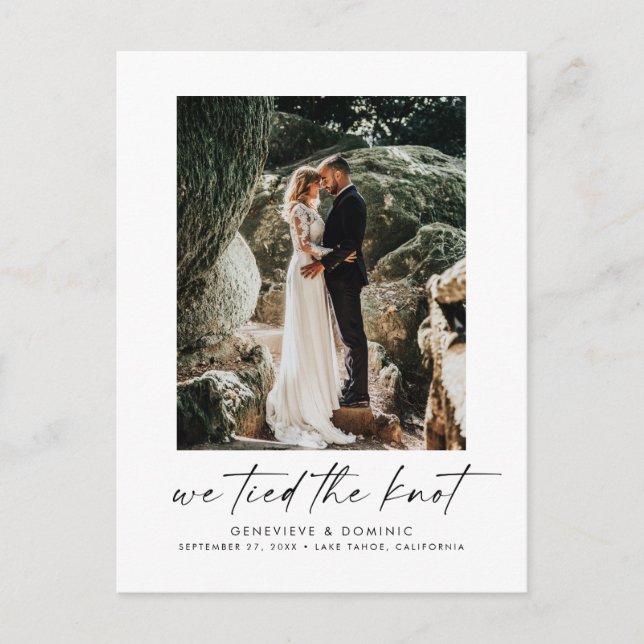 We Tied the Knot Elopement Announcement Postcard (Front)