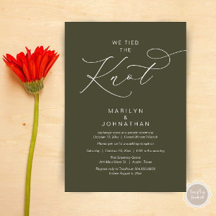We tied the knot, Elopement Reception Dinner Invitation