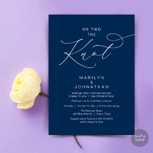 We tied the knot, Elopement Reception Dinner Invitation