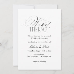 We Tied the Knot Elopement Wedding Reception Invitation