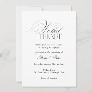 We Tied the Knot Elopement Wedding Reception Invitation