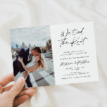 We Tied The Knot Elopement / Wedding Reception Invitation<br><div class="desc">Wedding reception invitation featuring "we tied the knot" in a fun script. Customise with your photo.</div>