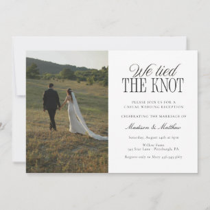 We Tied the Knot Elopement Wedding Reception Invitation