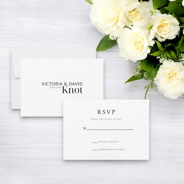 We Tied The Knot Elopement / Wedding Reception  RSVP Card (matching elopmemt we   tied the knot typography design wedding reception party invitation)