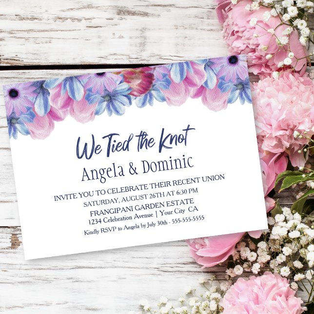 We Tied the Knot Floral Wedding Reception Invitation (Creator Uploaded)