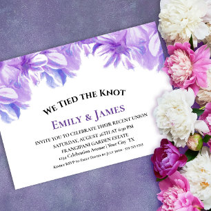 We Tied the Knot Lavender Floral Wedding Reception Invitation