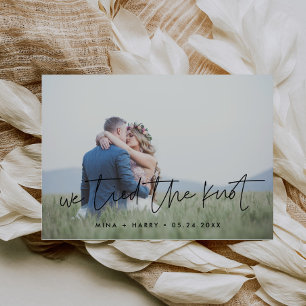 We tied the knot Modern design photo card