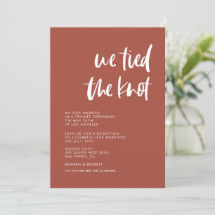 We tied the knot Modern elegant burnt brick card