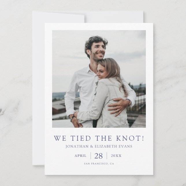 We Tied the Knot Modern Photo Elopement Wedding  Announcement (Front)