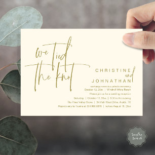 We tied the knot, Modern wedding reception Invitation