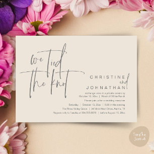 We tied the knot, Modern wedding reception Invitation