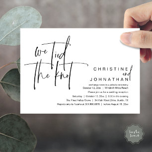 We tied the knot, Modern wedding reception Invitation
