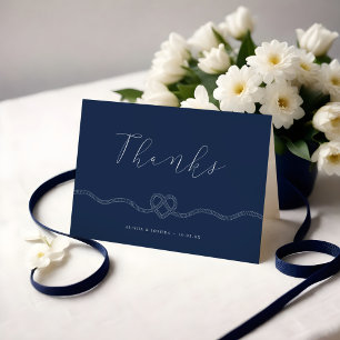 We Tied The Knot Nautical Navy & White Thank You Card