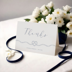 We Tied The Knot Nautical Navy & White Thank You Card