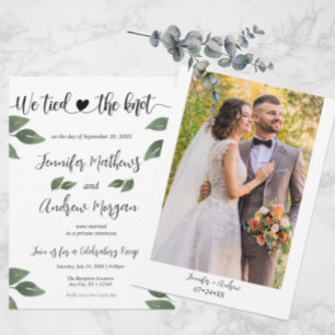 We Tied the Knot   Photo Wedding Reception Invitation