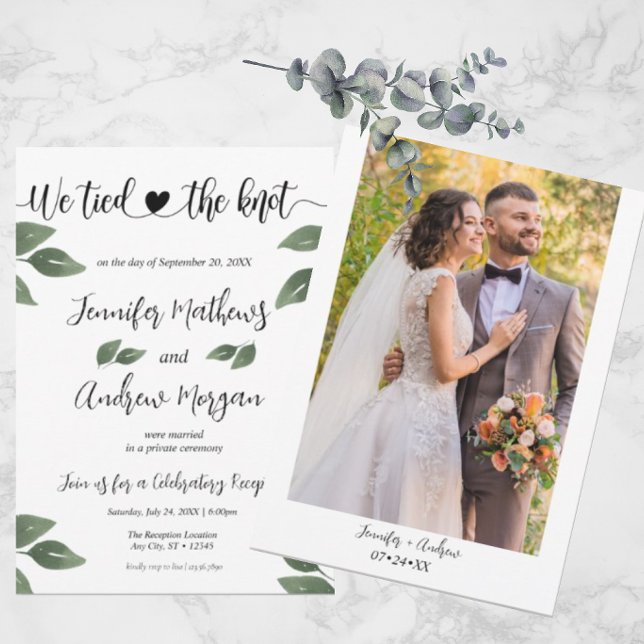 We Tied the Knot | Photo Wedding Reception Invitation (Creator Uploaded)