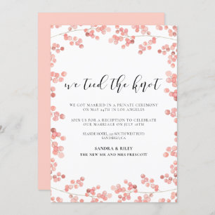 We tied the knot Pink floral wedding announcement